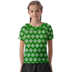 Abstract Knot Geometric Tile Pattern Kids  Frill Chiffon Blouse by GardenOfOphir