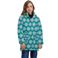 Abstract Knot Geometric Tile Pattern Kid s Hooded Longline Puffer Jacket by GardenOfOphir