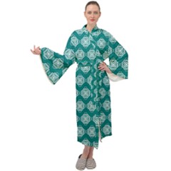 Abstract Knot Geometric Tile Pattern Maxi Velvet Kimono