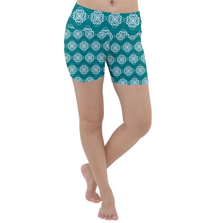 Abstract Knot Geometric Tile Pattern Lightweight Velour Yoga Shorts