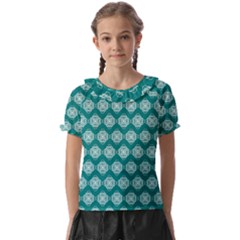 Abstract Knot Geometric Tile Pattern Kids  Frill Chiffon Blouse by GardenOfOphir