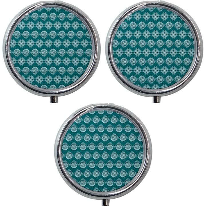 Abstract Knot Geometric Tile Pattern Mini Round Pill Box (Pack of 3)