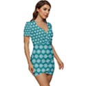 Abstract Knot Geometric Tile Pattern Low Cut Cap Sleeve Mini Dress View3