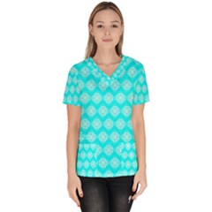 Abstract Knot Geometric Tile Pattern Women s V-neck Scrub Top by GardenOfOphir