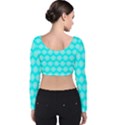 Abstract Knot Geometric Tile Pattern Velvet Long Sleeve Crop Top View2