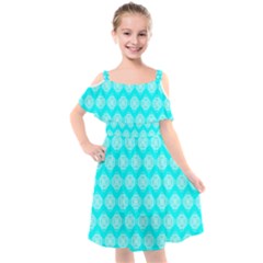 Abstract Knot Geometric Tile Pattern Kids  Cut Out Shoulders Chiffon Dress by GardenOfOphir