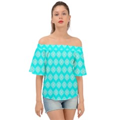 Abstract Knot Geometric Tile Pattern Off Shoulder Short Sleeve Top by GardenOfOphir