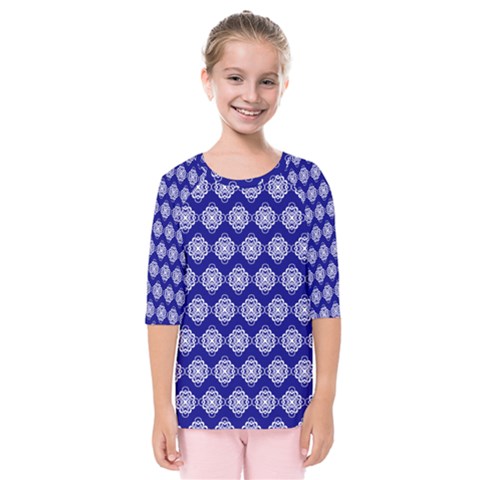 Abstract Knot Geometric Tile Pattern Kids  Quarter Sleeve Raglan Tee by GardenOfOphir