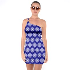 Abstract Knot Geometric Tile Pattern One Shoulder Ring Trim Bodycon Dress by GardenOfOphir