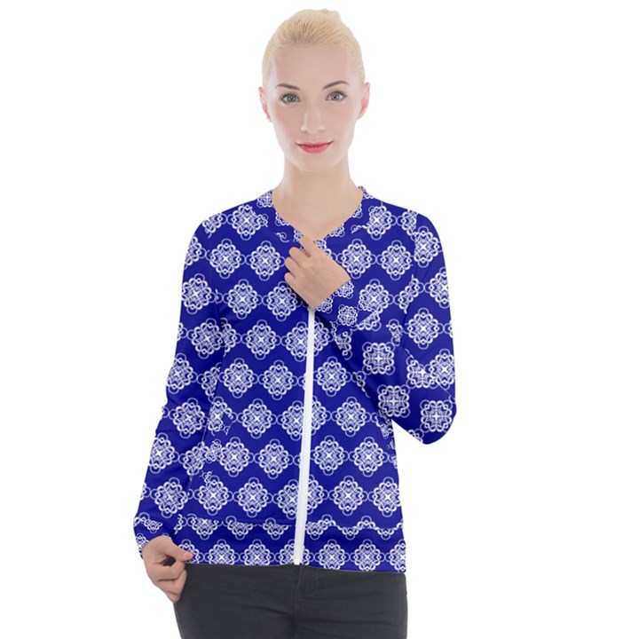 Abstract Knot Geometric Tile Pattern Casual Zip Up Jacket