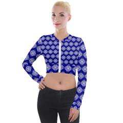 Abstract Knot Geometric Tile Pattern Long Sleeve Cropped Velvet Jacket by GardenOfOphir