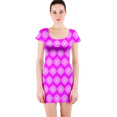 Abstract Knot Geometric Tile Pattern Short Sleeve Bodycon Dress by GardenOfOphir