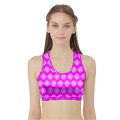 Abstract Knot Geometric Tile Pattern Sports Bra With Border by GardenOfOphir