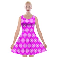 Abstract Knot Geometric Tile Pattern Velvet Skater Dress by GardenOfOphir