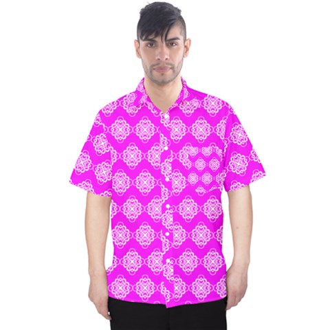 Abstract Knot Geometric Tile Pattern Men s Hawaii Shirt by GardenOfOphir