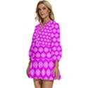 Abstract Knot Geometric Tile Pattern V-Neck Placket Mini Dress View2