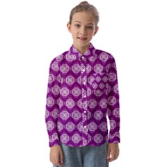 Abstract Knot Geometric Tile Pattern Kids  Long Sleeve Shirt by GardenOfOphir