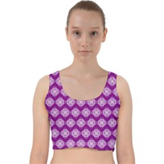 Abstract Knot Geometric Tile Pattern Velvet Racer Back Crop Top by GardenOfOphir