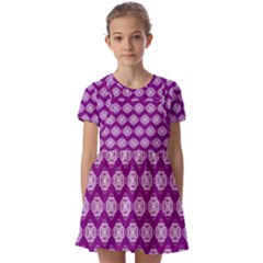 Abstract Knot Geometric Tile Pattern Kids  Short Sleeve Pinafore Style Dress by GardenOfOphir