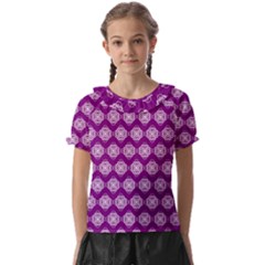 Abstract Knot Geometric Tile Pattern Kids  Frill Chiffon Blouse by GardenOfOphir