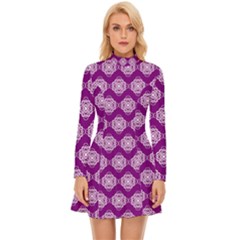 Abstract Knot Geometric Tile Pattern Long Sleeve Velour Longline Dress by GardenOfOphir