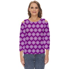 Abstract Knot Geometric Tile Pattern Cut Out Wide Sleeve Top