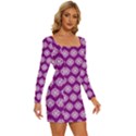 Abstract Knot Geometric Tile Pattern Long Sleeve Square Neck Bodycon Velvet Dress View3