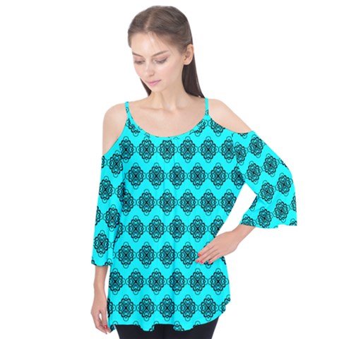 Abstract Knot Geometric Tile Pattern Flutter Tees by GardenOfOphir