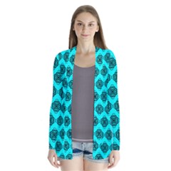 Abstract Knot Geometric Tile Pattern Drape Collar Cardigan by GardenOfOphir