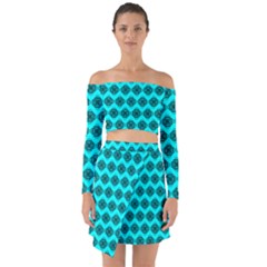 Abstract Knot Geometric Tile Pattern Off Shoulder Top With Skirt Set by GardenOfOphir