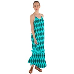 Abstract Knot Geometric Tile Pattern Cami Maxi Ruffle Chiffon Dress by GardenOfOphir