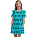 Abstract Knot Geometric Tile Pattern Kids  Frilly Sleeves Pocket Dress View1