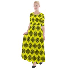 Abstract Knot Geometric Tile Pattern Half Sleeves Maxi Dress by GardenOfOphir