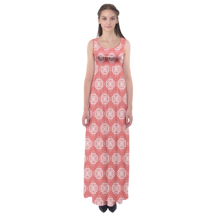 Abstract Knot Geometric Tile Pattern Empire Waist Maxi Dress