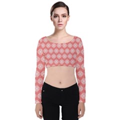 Abstract Knot Geometric Tile Pattern Velvet Long Sleeve Crop Top by GardenOfOphir