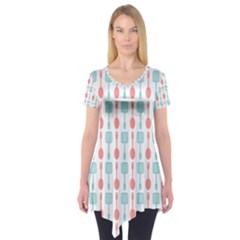 Spatula Spoon Pattern Short Sleeve Tunic  by GardenOfOphir