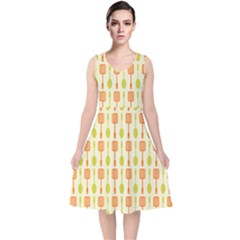 Spatula Spoon Pattern V-neck Midi Sleeveless Dress  by GardenOfOphir