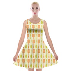 Spatula Spoon Pattern Velvet Skater Dress