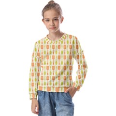 Spatula Spoon Pattern Kids  Long Sleeve Tee With Frill 