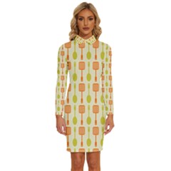 Spatula Spoon Pattern Long Sleeve Shirt Collar Bodycon Dress by GardenOfOphir