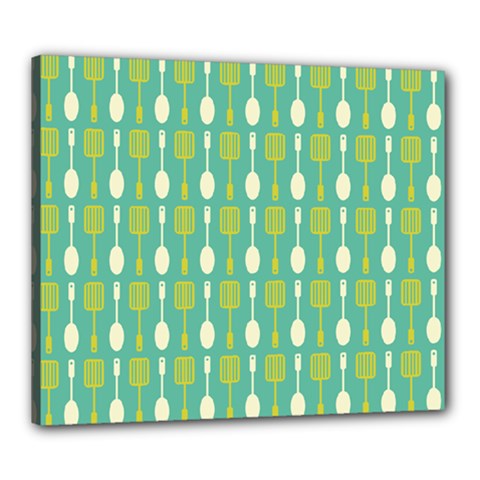 Spatula Spoon Pattern Canvas 24  X 20  (stretched) by GardenOfOphir