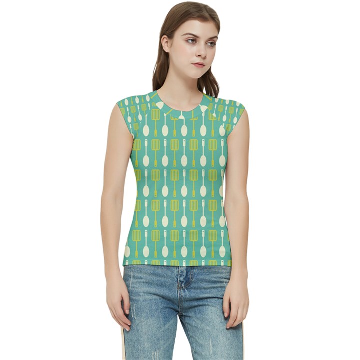 Spatula Spoon Pattern Women s Raglan Cap Sleeve Tee