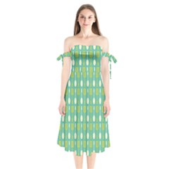 Spatula Spoon Pattern Shoulder Tie Bardot Midi Dress by GardenOfOphir