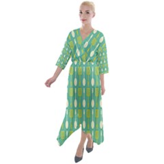 Spatula Spoon Pattern Quarter Sleeve Wrap Front Maxi Dress by GardenOfOphir