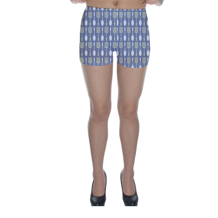 Spatula Spoon Pattern Skinny Shorts