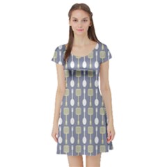 Spatula Spoon Pattern Short Sleeve Skater Dress by GardenOfOphir