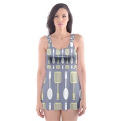 Spatula Spoon Pattern Skater Dress Swimsuit by GardenOfOphir