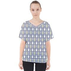 Spatula Spoon Pattern V-neck Dolman Drape Top by GardenOfOphir