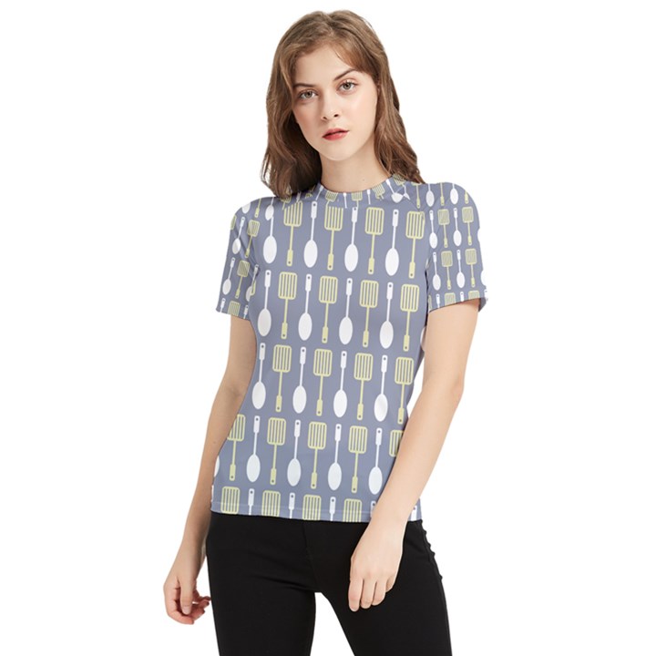 Spatula Spoon Pattern Women s Short Sleeve Rash Guard