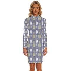 Spatula Spoon Pattern Long Sleeve Shirt Collar Bodycon Dress by GardenOfOphir